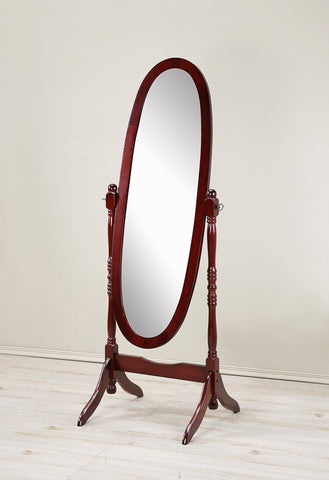 Roundhill Furniture cheval mirror front view showing full-length reflection and classic styling