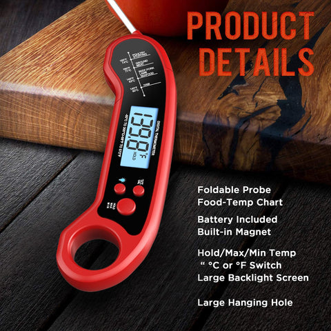 ROUUO probe inserted into steak on grill demonstrating instant temperature checks