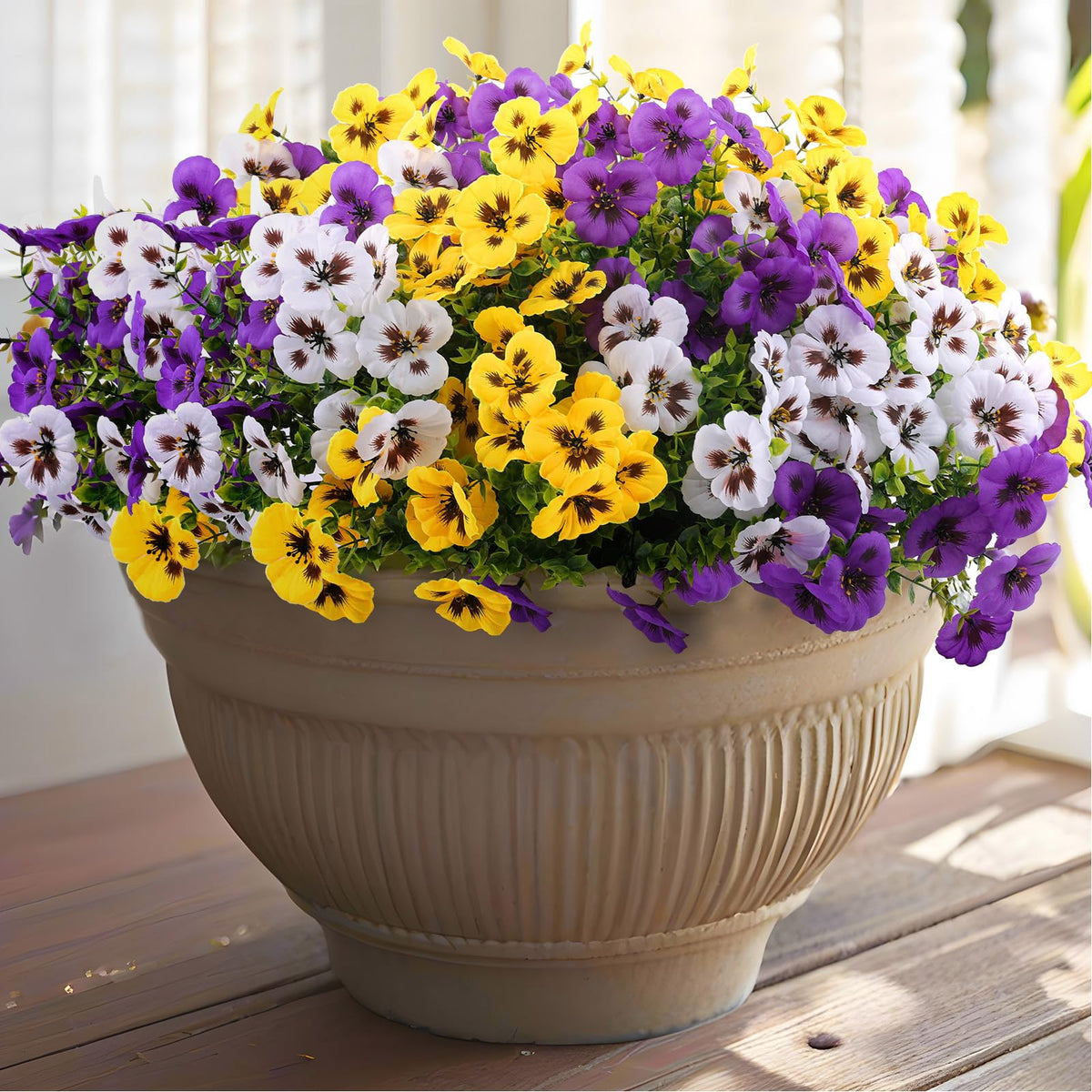 Rowfad front bunch of mixed pansies showing vibrant colors and instant curb appeal