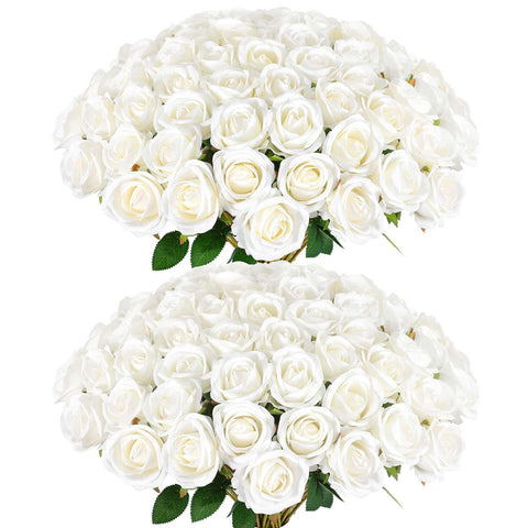 Rowfad front packaging showing 120 white roses for large events