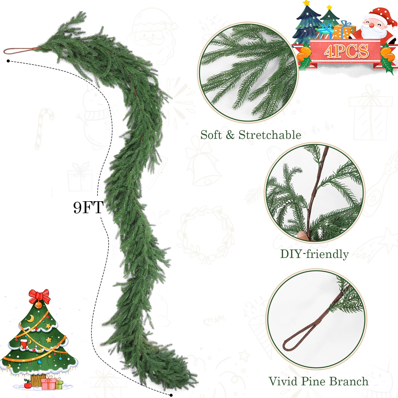 Rowfad garland draped on mantel giving instant festive curb appeal benefit