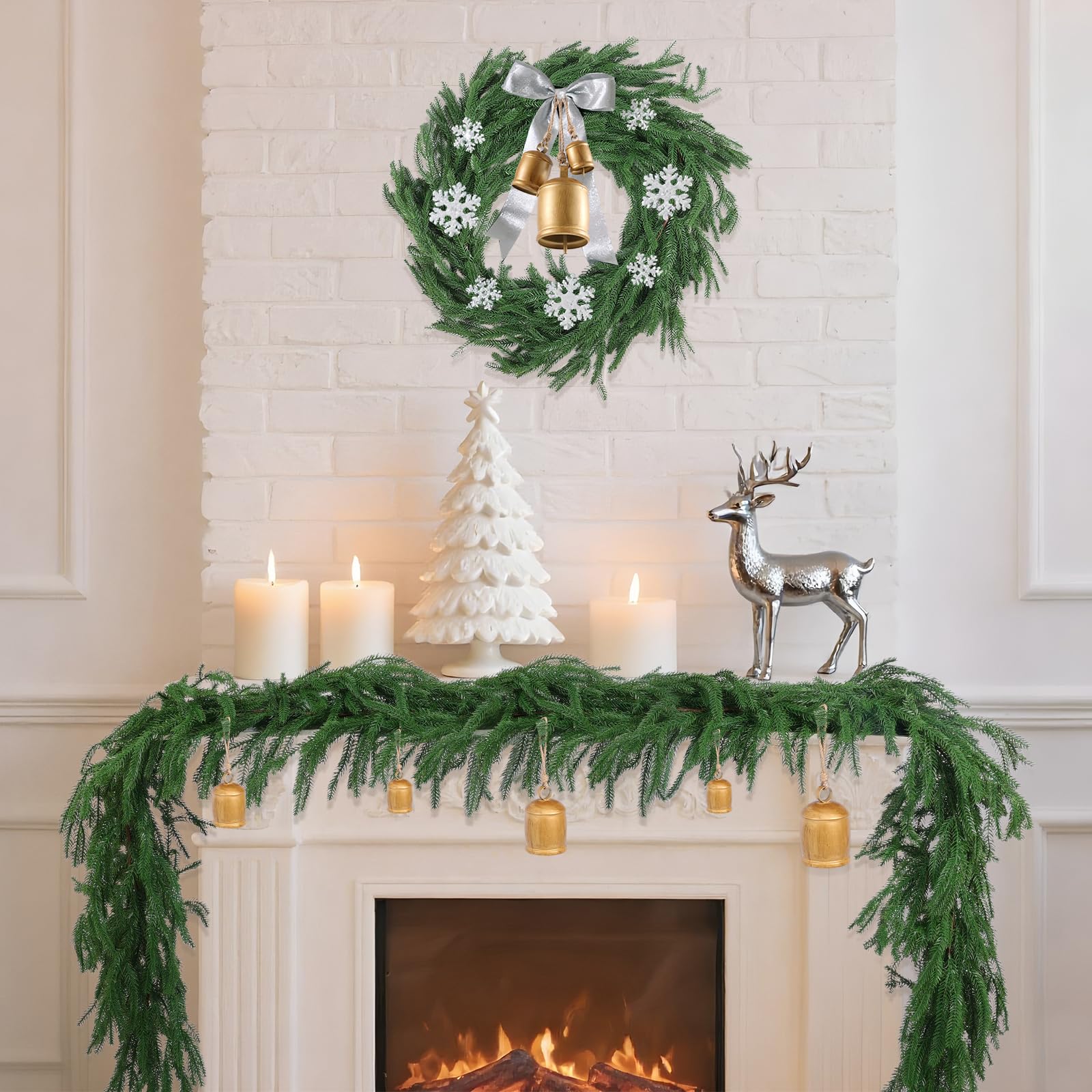 Rowfad garland lit with warm LED lights creating cozy holiday ambiance benefit