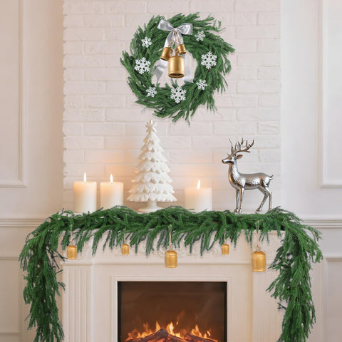 Rowfad garland lit with warm LED lights creating cozy holiday ambiance benefit
