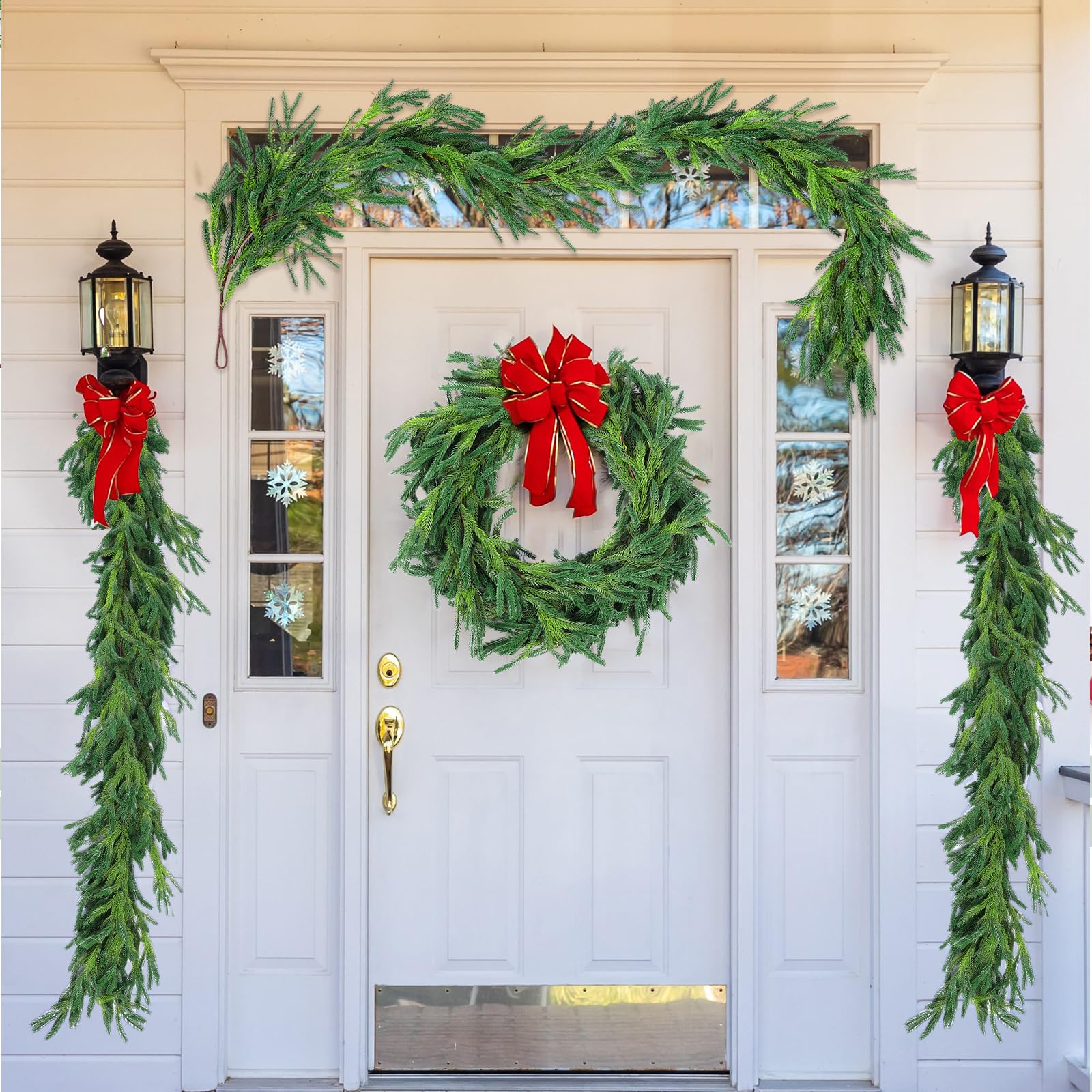 Rowfad garland wrapped with string lights creating warm, even illumination