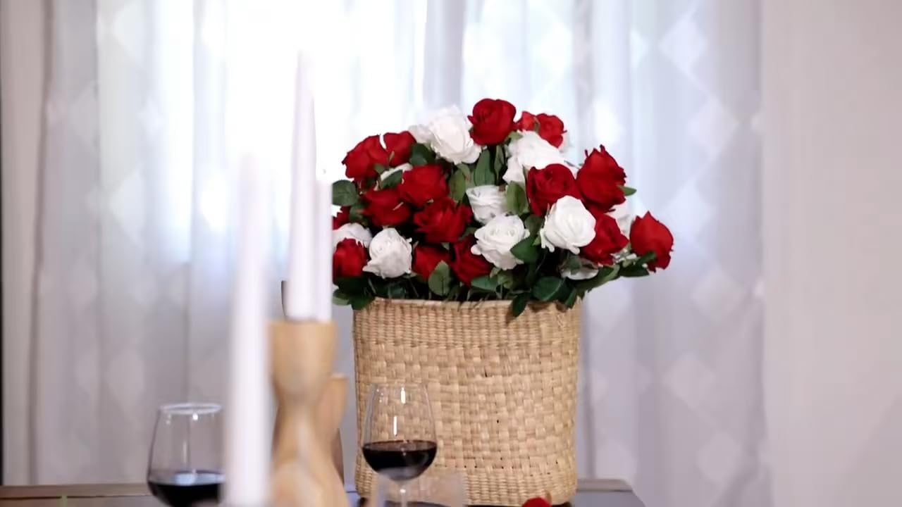 Rowfad mantel display with roses showing durable, long-lasting décor