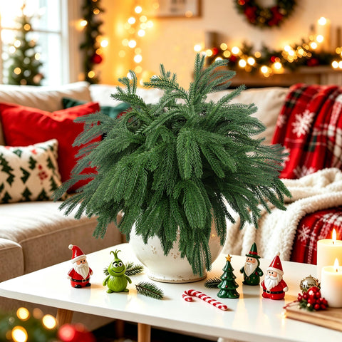 Rowfad stems being woven into a garland for fuller, reusable greenery