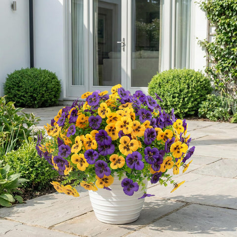 Rowfad porch window box arrangement demonstrating curb appeal and low maintenance