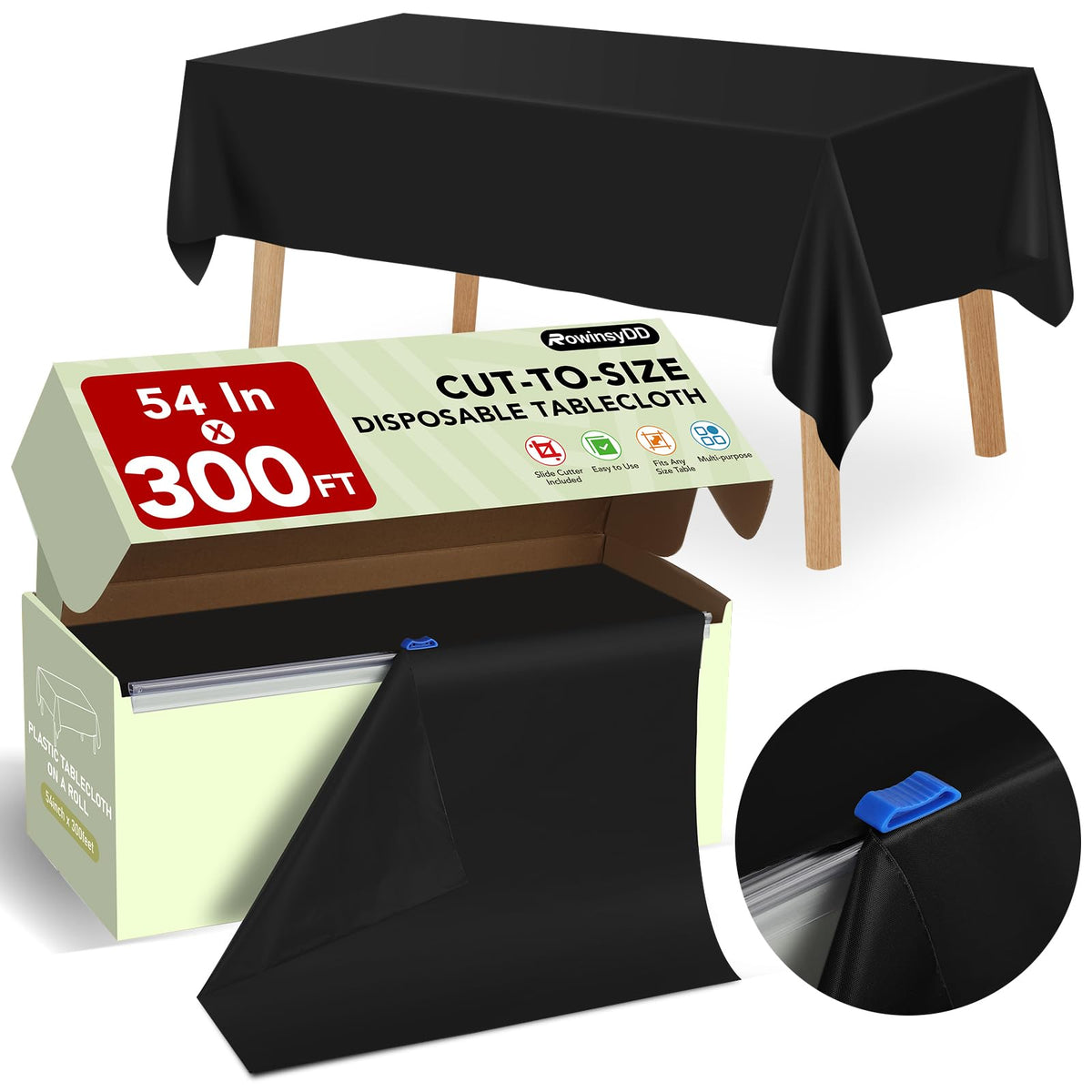 RowinsyDD front packaging shows roll and cutter for easy setup