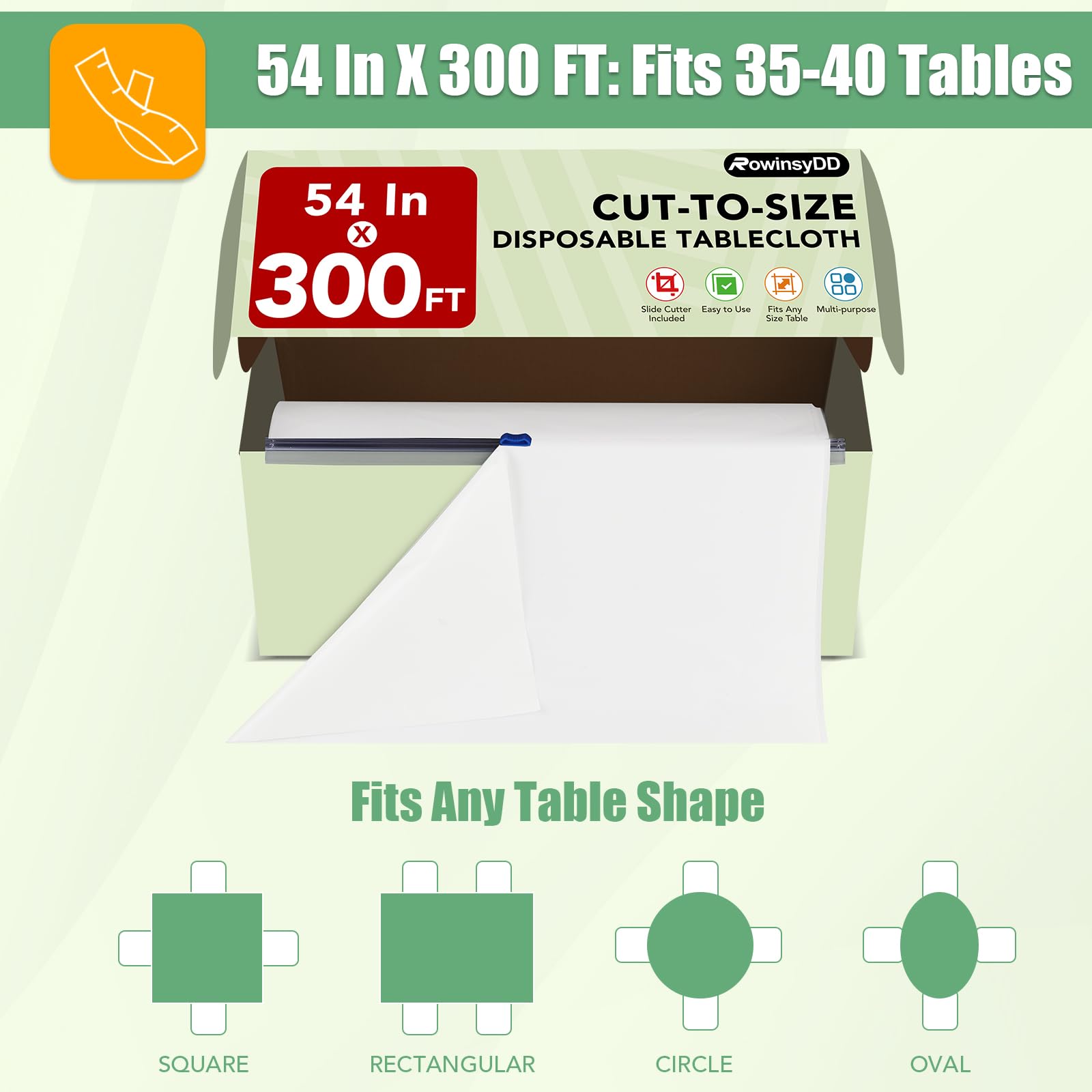RowinsyDD table roll in use covering a buffet for easy cleanup