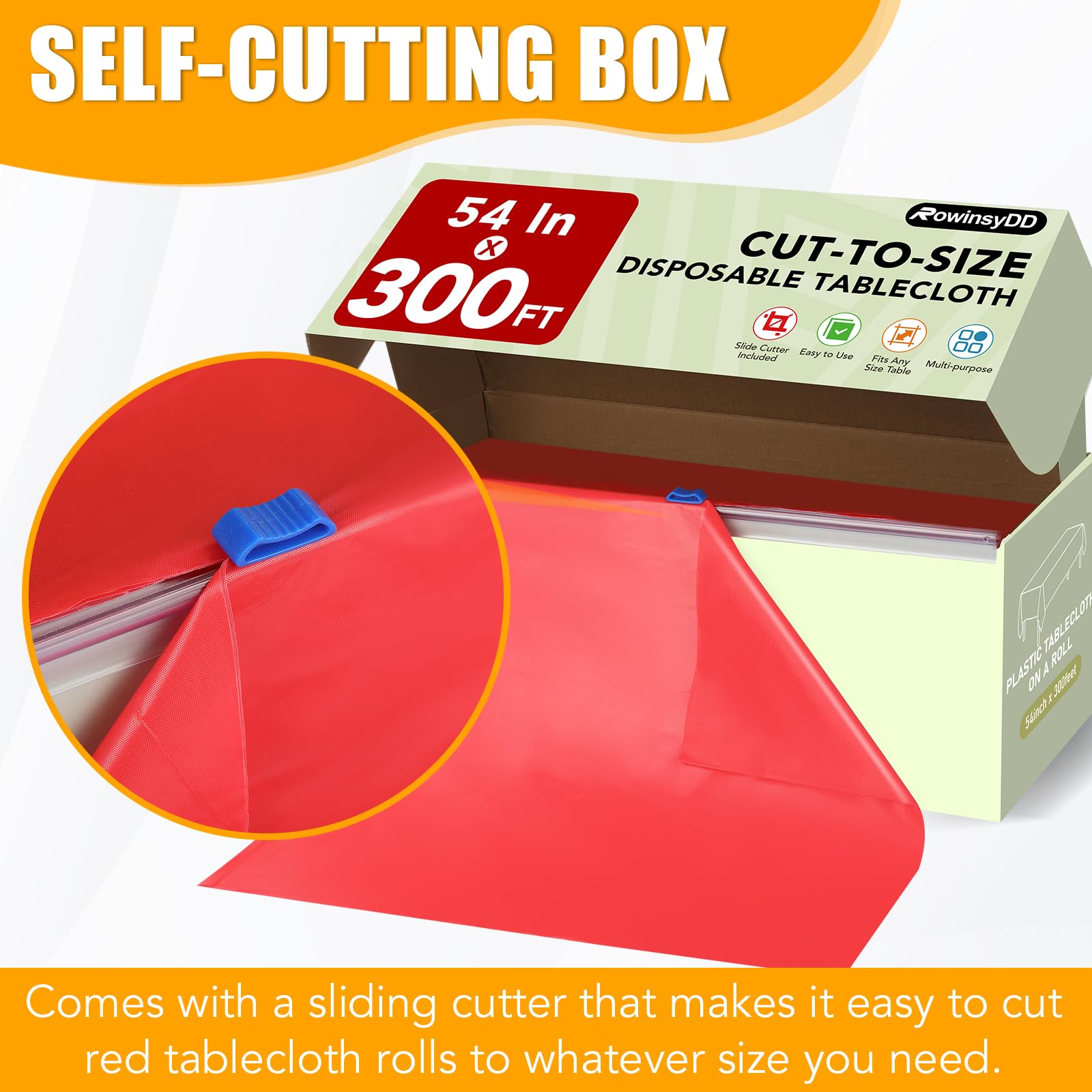 RowinsyDD sliding cutter close-up demonstrating safe, straight cutting benefit