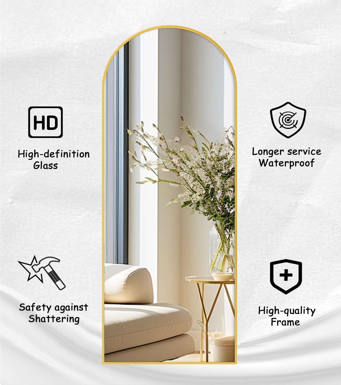 Rowjut mirror glass closeup highlighting tempered safety and peace of mind
