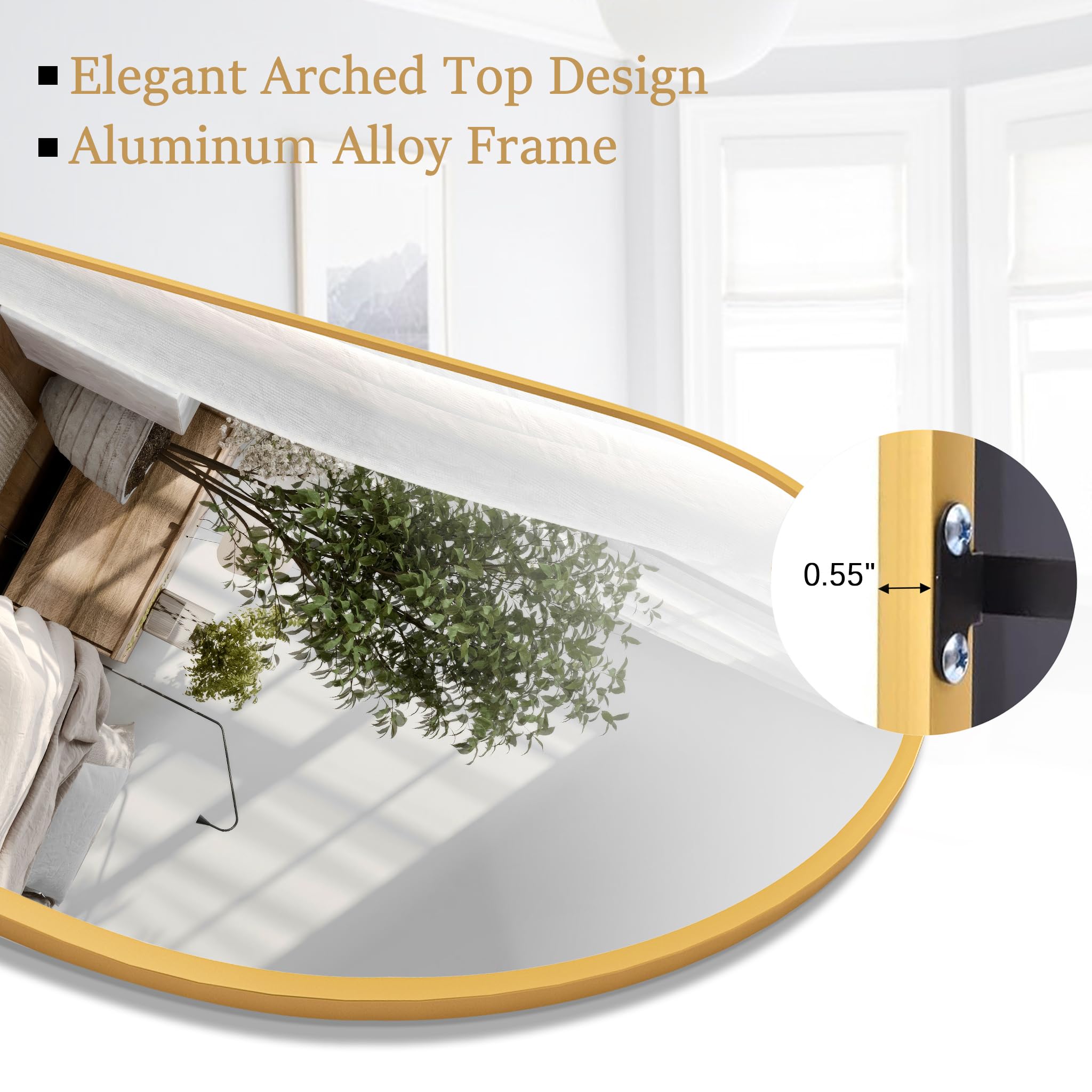 Rowjut mirror beside door showing scale and practical size benefit