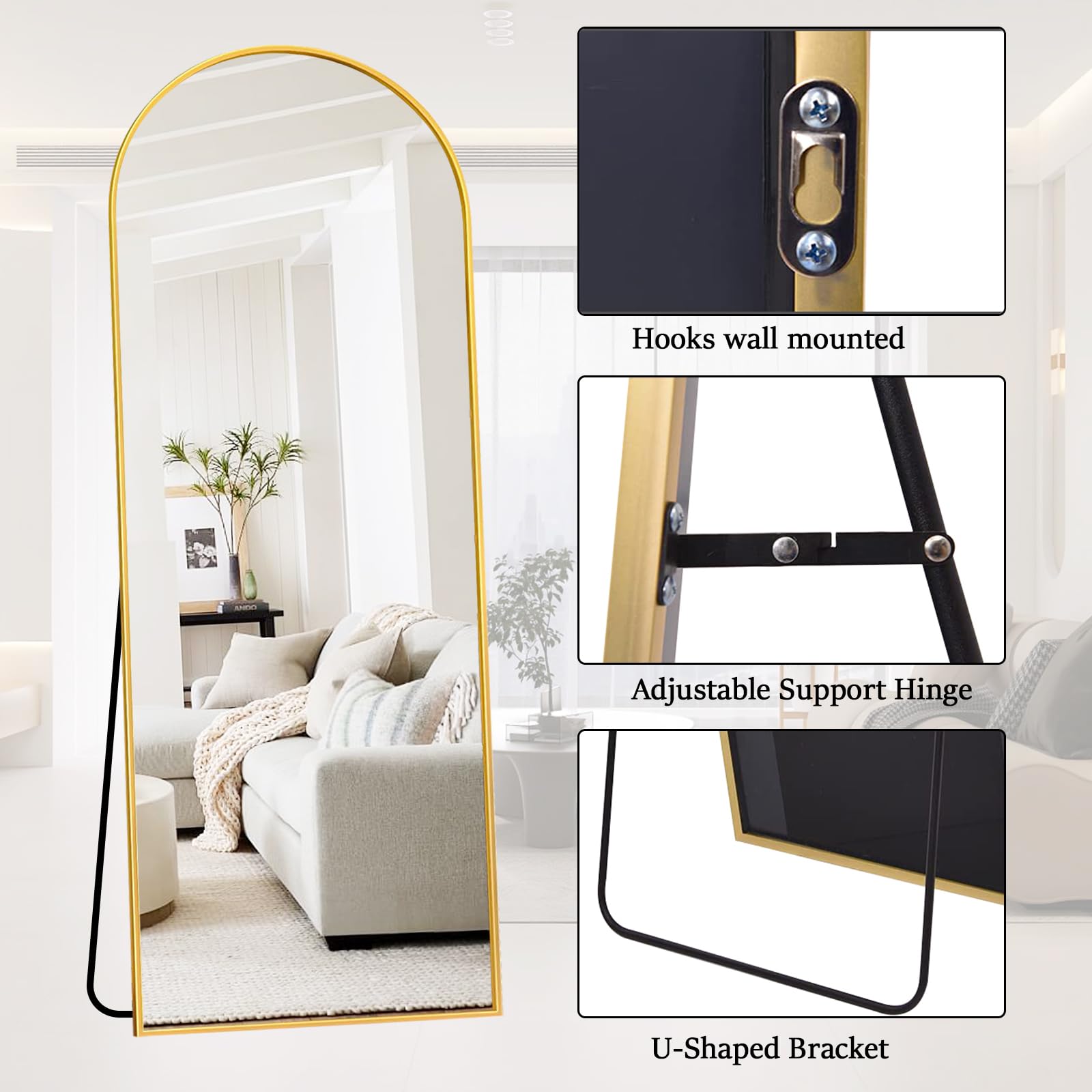 Rowjut mirror mounted on bedroom wall adding light and vertical depth