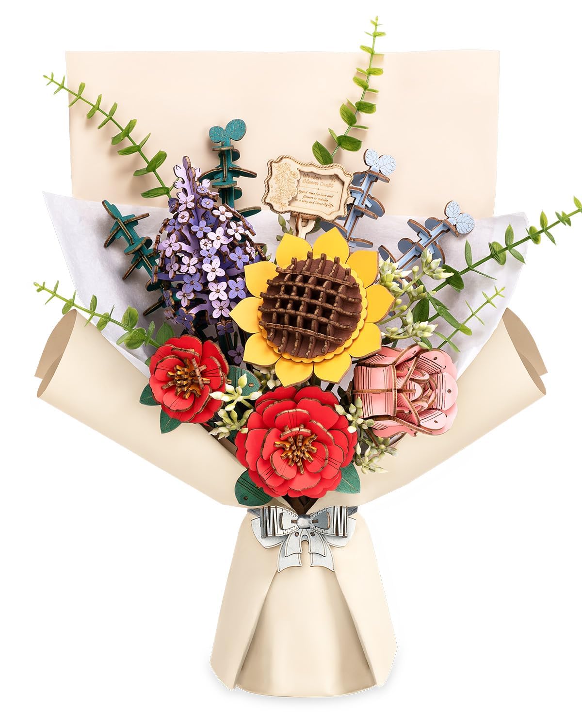 rowood front packaging showing the wooden flower kit and gift-ready appeal