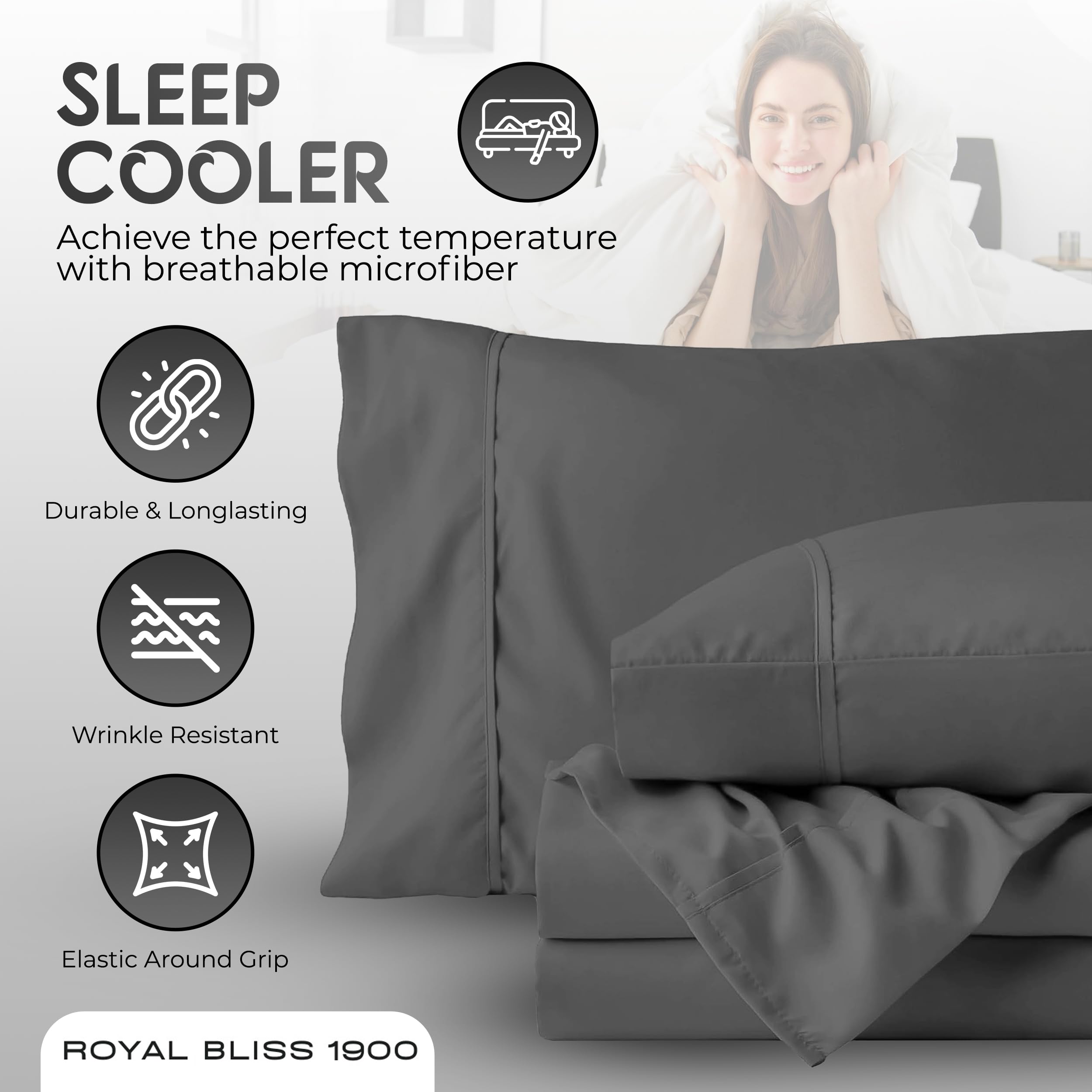 Royal Bliss 1900 bedroom lifestyle shot in dark gray showing neutral decor compatibility
