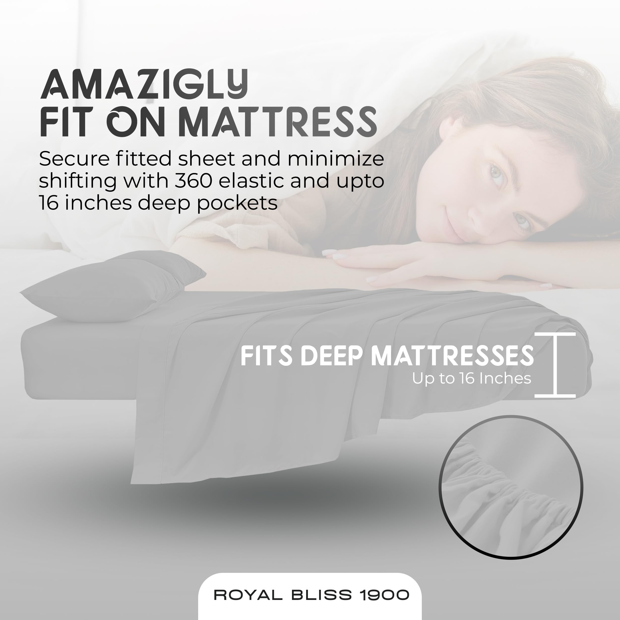 Royal Bliss 1900 fitted sheet deep pocket angle for 16 inch mattresses