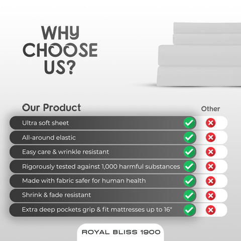 Royal Bliss 1900 flat sheet draped on bed for smooth coverage
