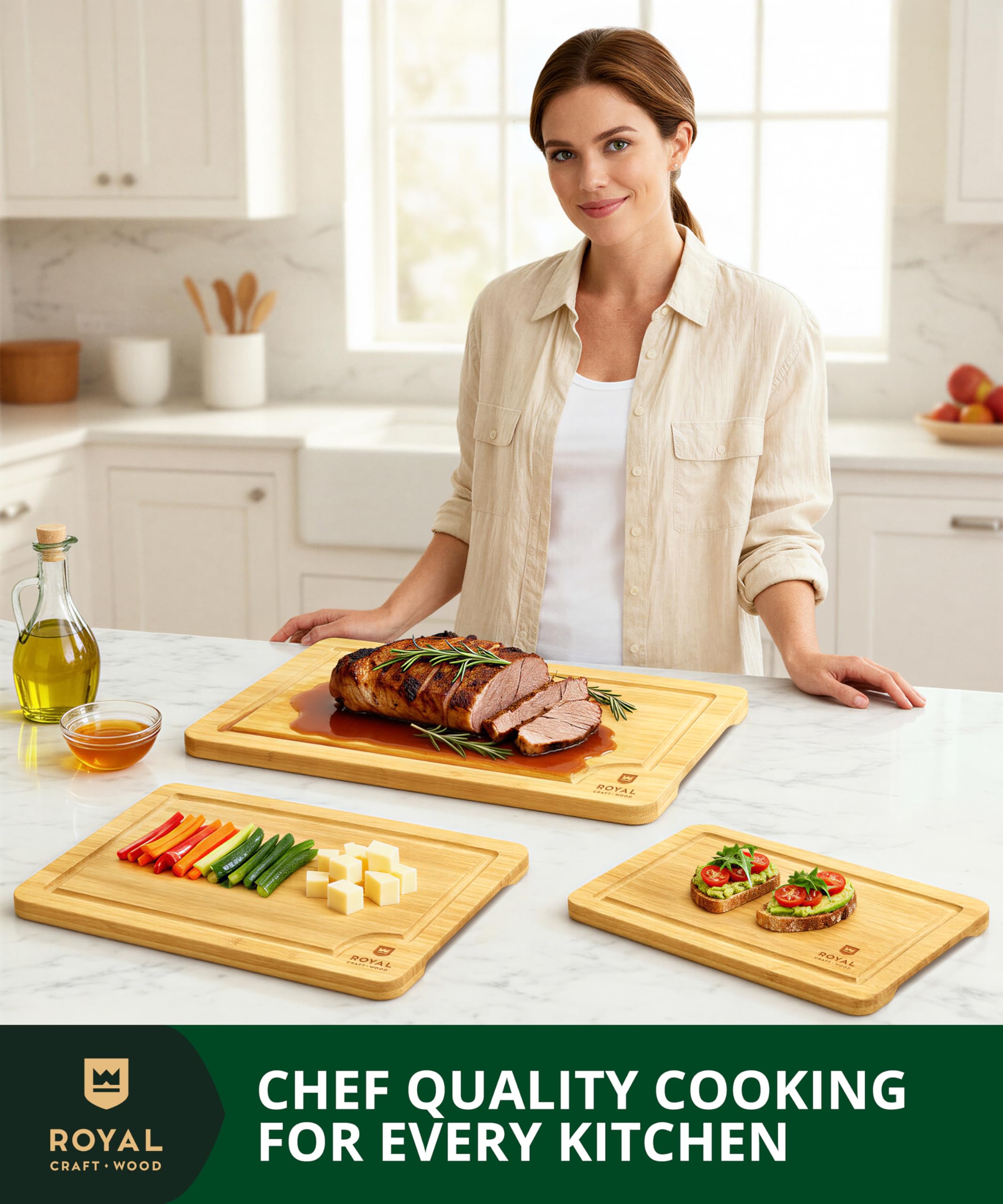 ROYAL CRAFT WOOD beveled side handle close-up, secure easy carrying