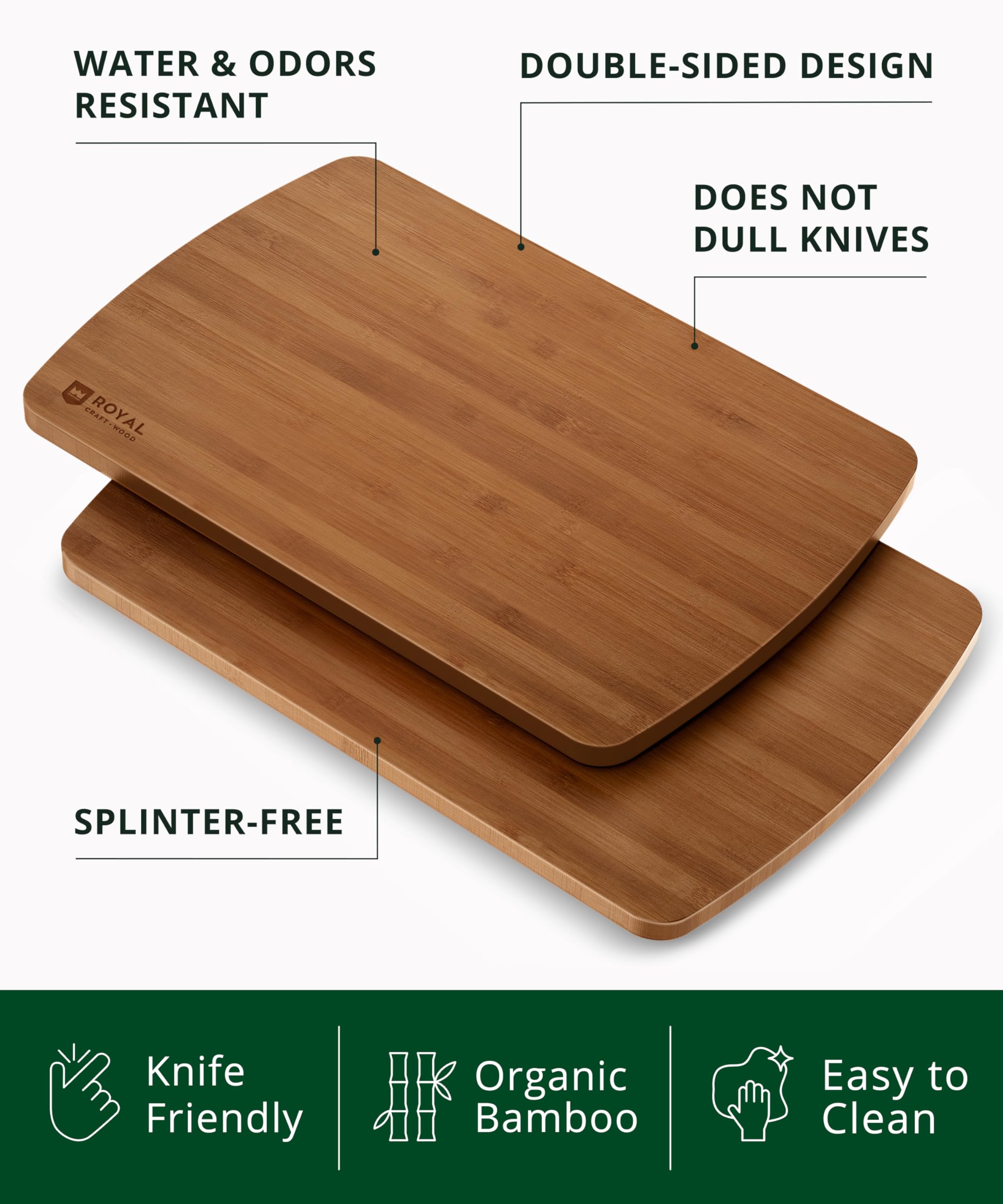 ROYAL CRAFT WOOD top-down view of cutting board for stable prep