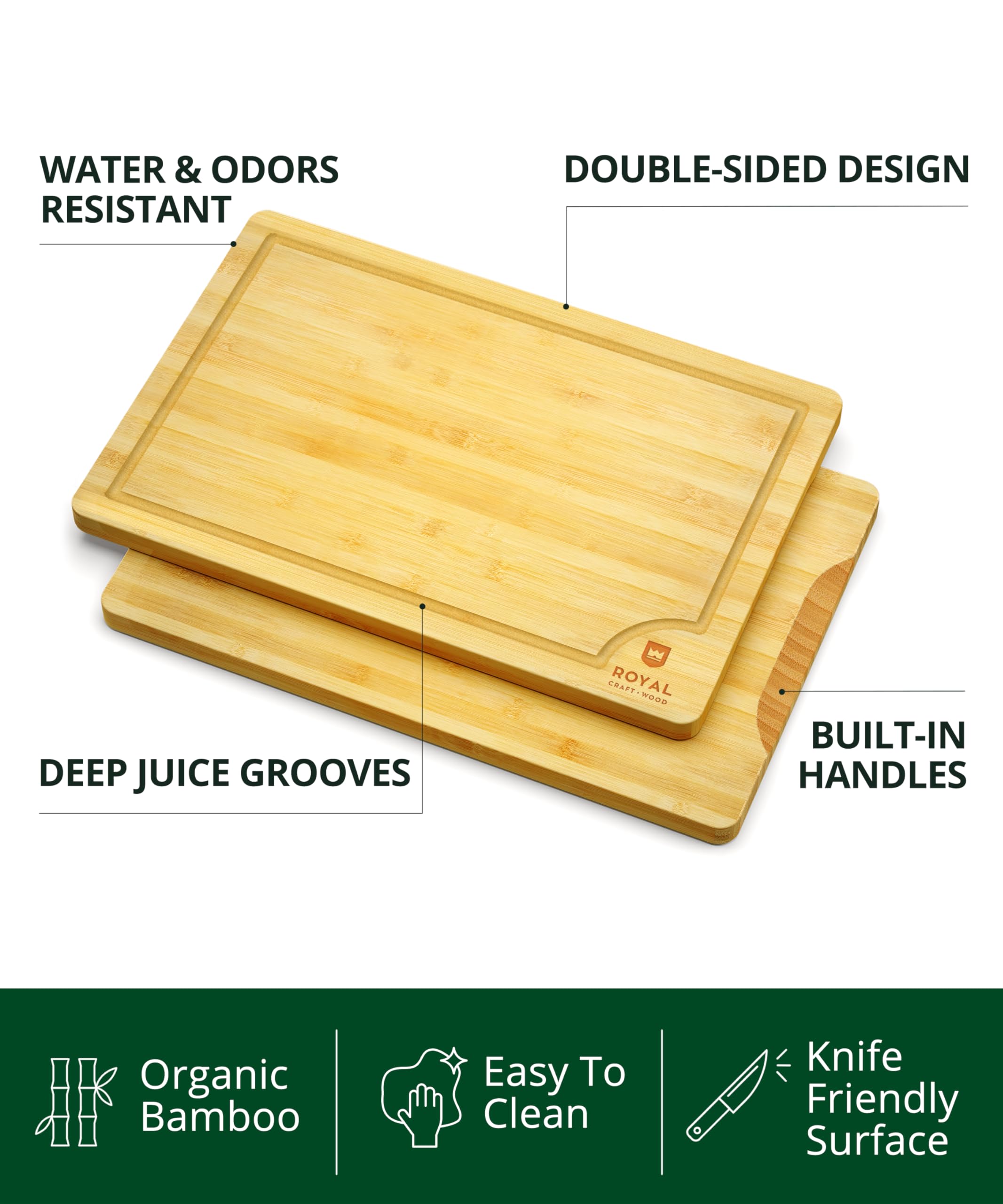 ROYAL CRAFT WOOD close-up bamboo grain, durable knife-friendly finish
