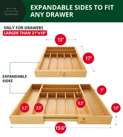 ROYAL CRAFT WOOD close-up of compartments highlighting deep slots for tidy storage