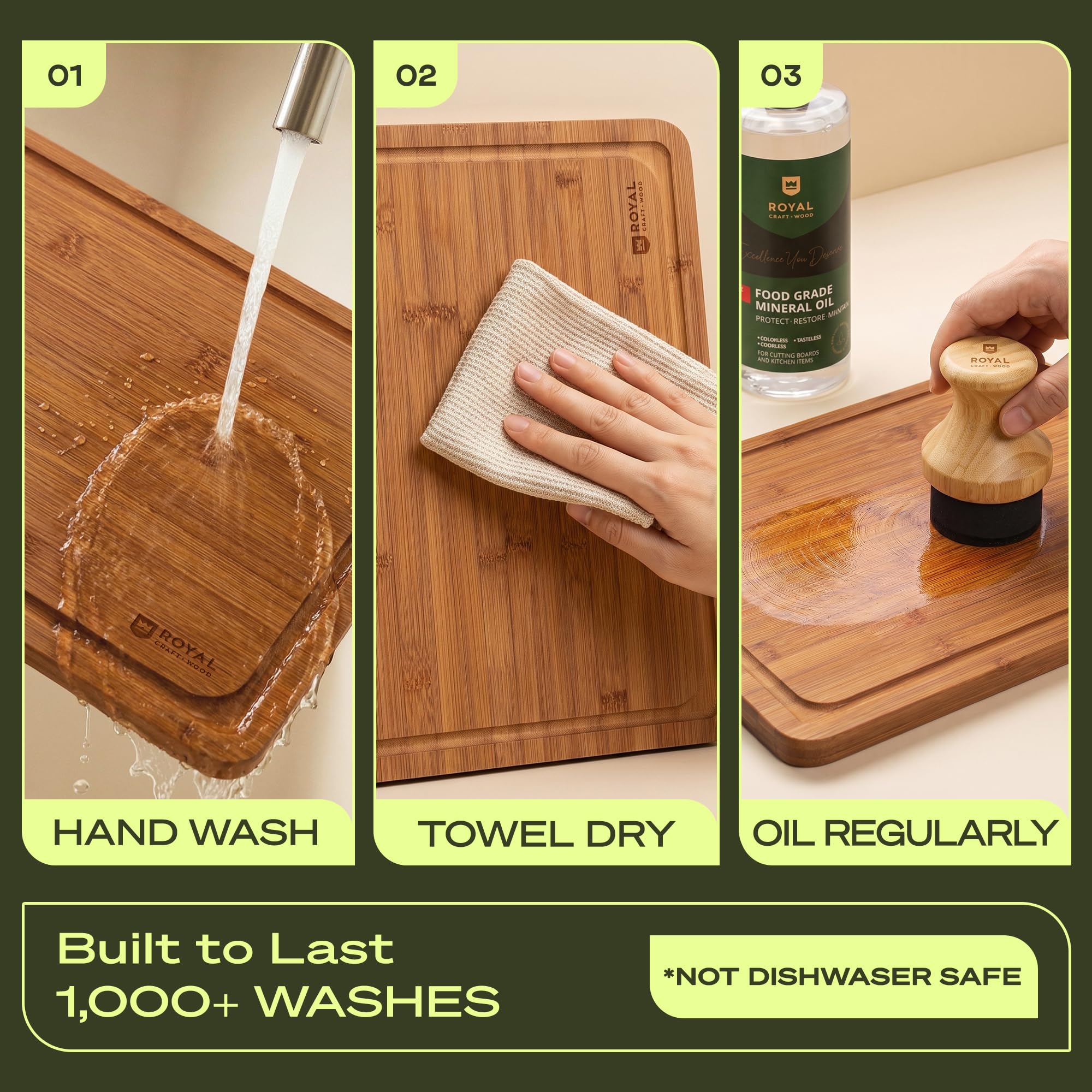 ROYAL CRAFT WOOD carving meat on board keeping countertop clean benefit
