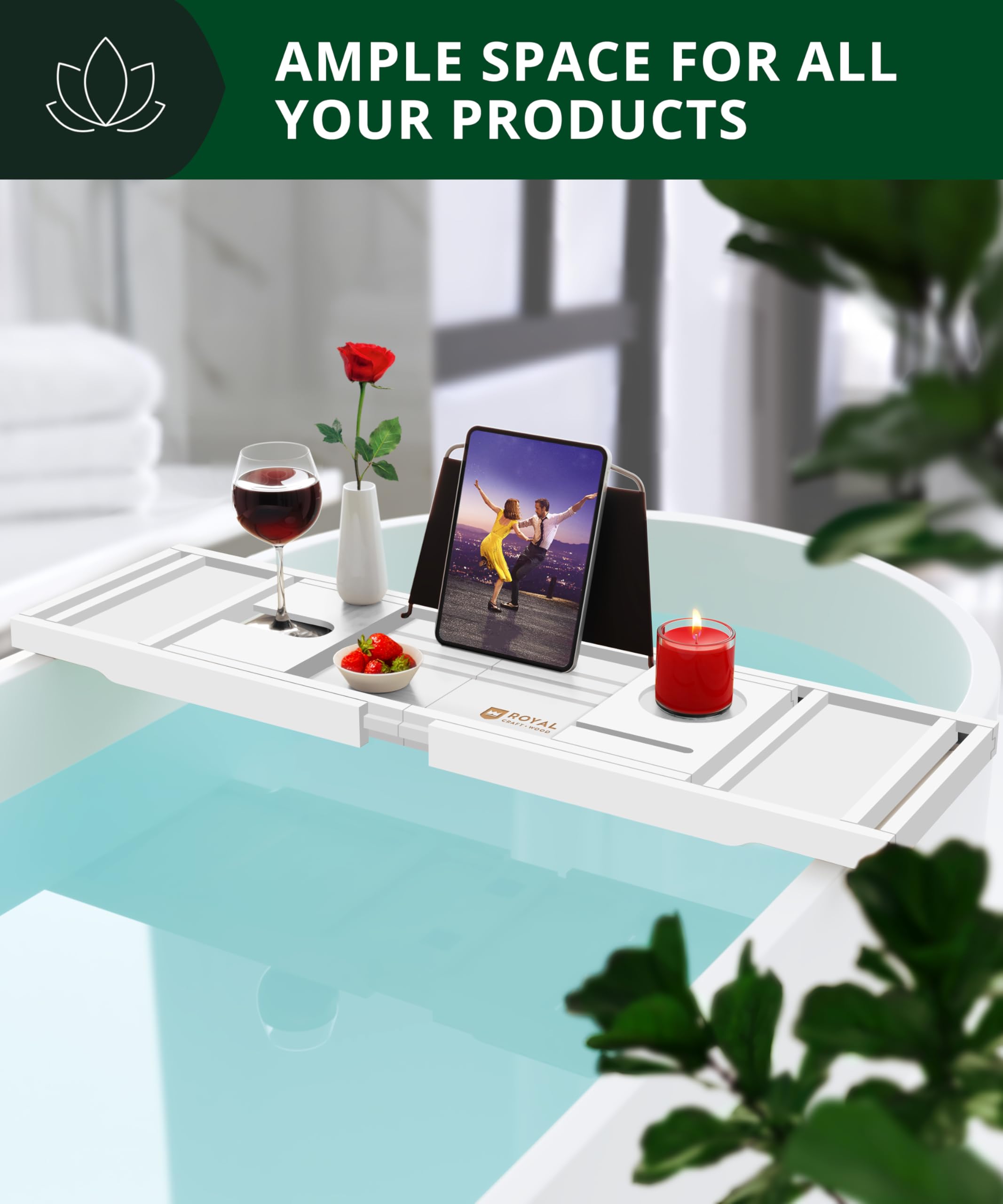 ROYAL CRAFT WOOD built-in holders for tablet and book, hands-free comfort