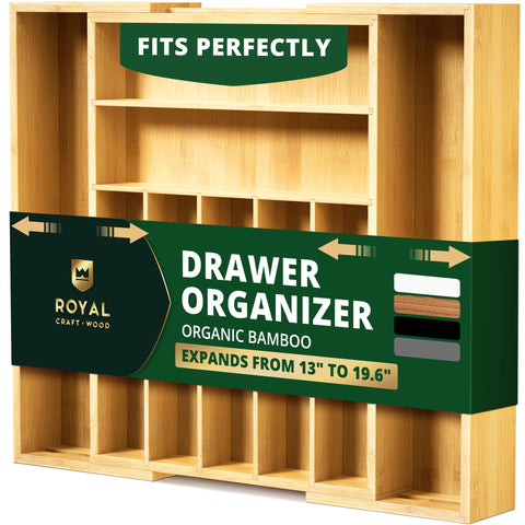 ROYAL CRAFT WOOD front view of bamboo organizer showing clean design and storage benefit