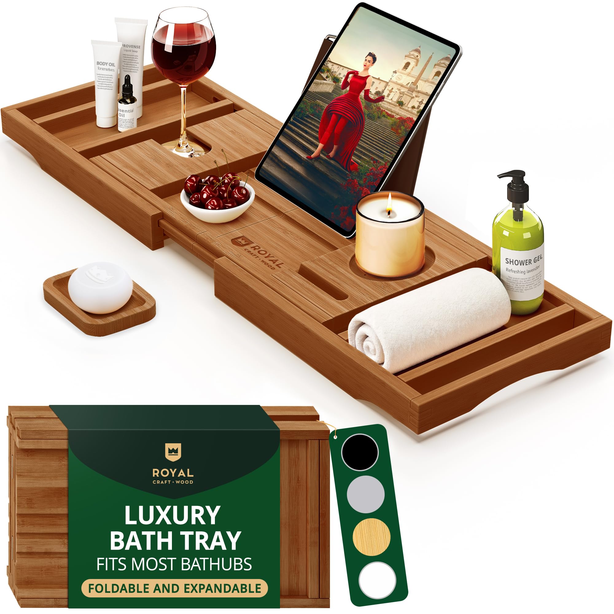 ROYAL CRAFT WOOD front view showing full tray and modern finish, highlighting stylish functionality
