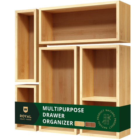 ROYAL CRAFT WOOD front packaging showing the full 5-piece bamboo set and durable finish