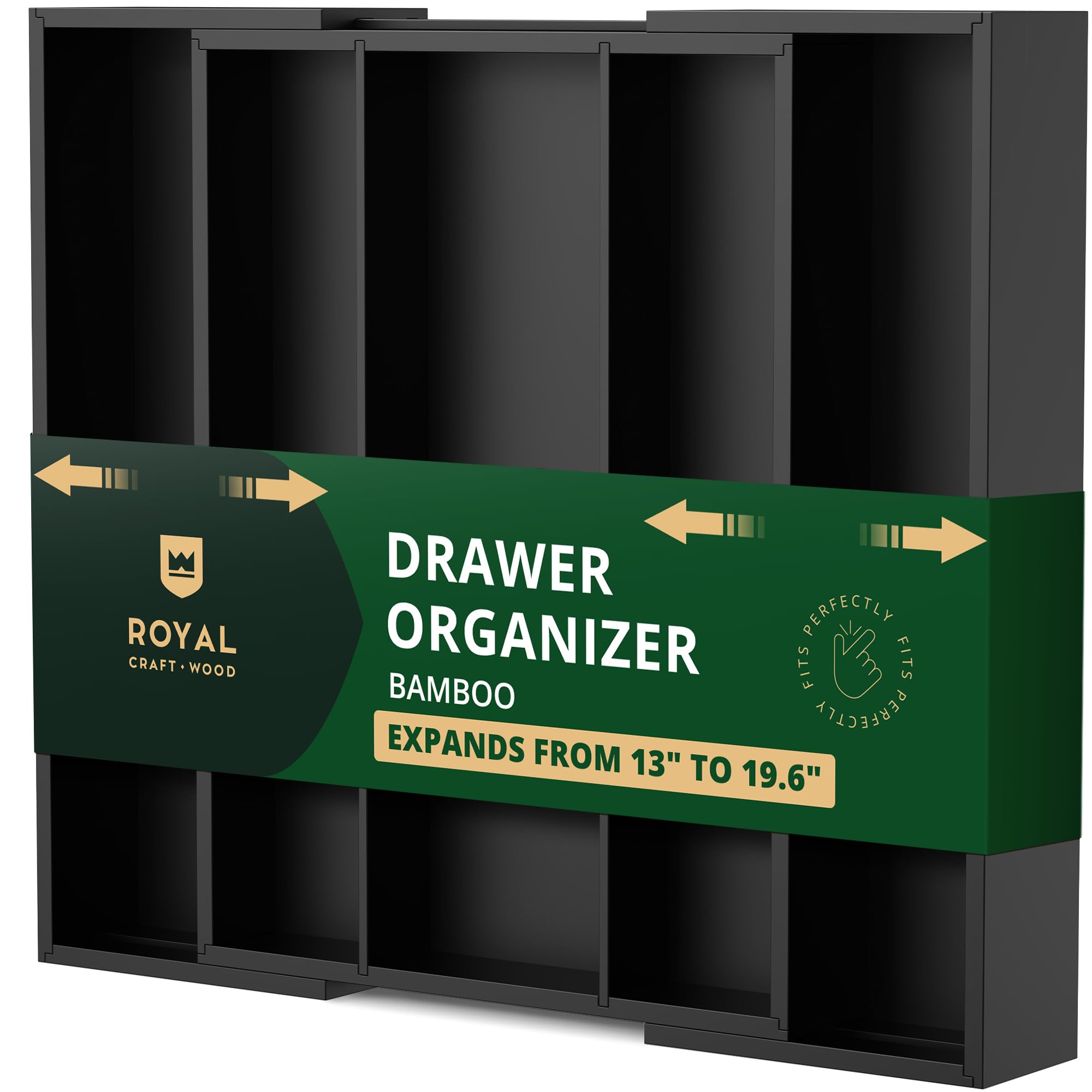 ROYAL CRAFT WOOD front view showing sleek bamboo organizer and compact benefit