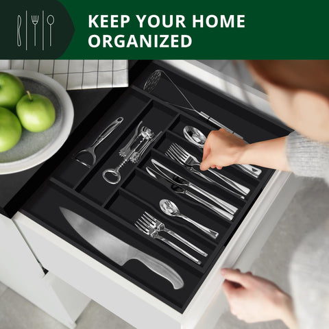 ROYAL CRAFT WOOD grooved divider detail keeping utensils separated and secure