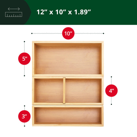 ROYAL CRAFT WOOD three bamboo bins lined up to show sizes and flexible organization benefit