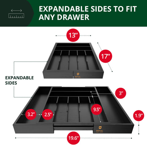 ROYAL CRAFT WOOD top view showing nine-slot layout for organized flatware