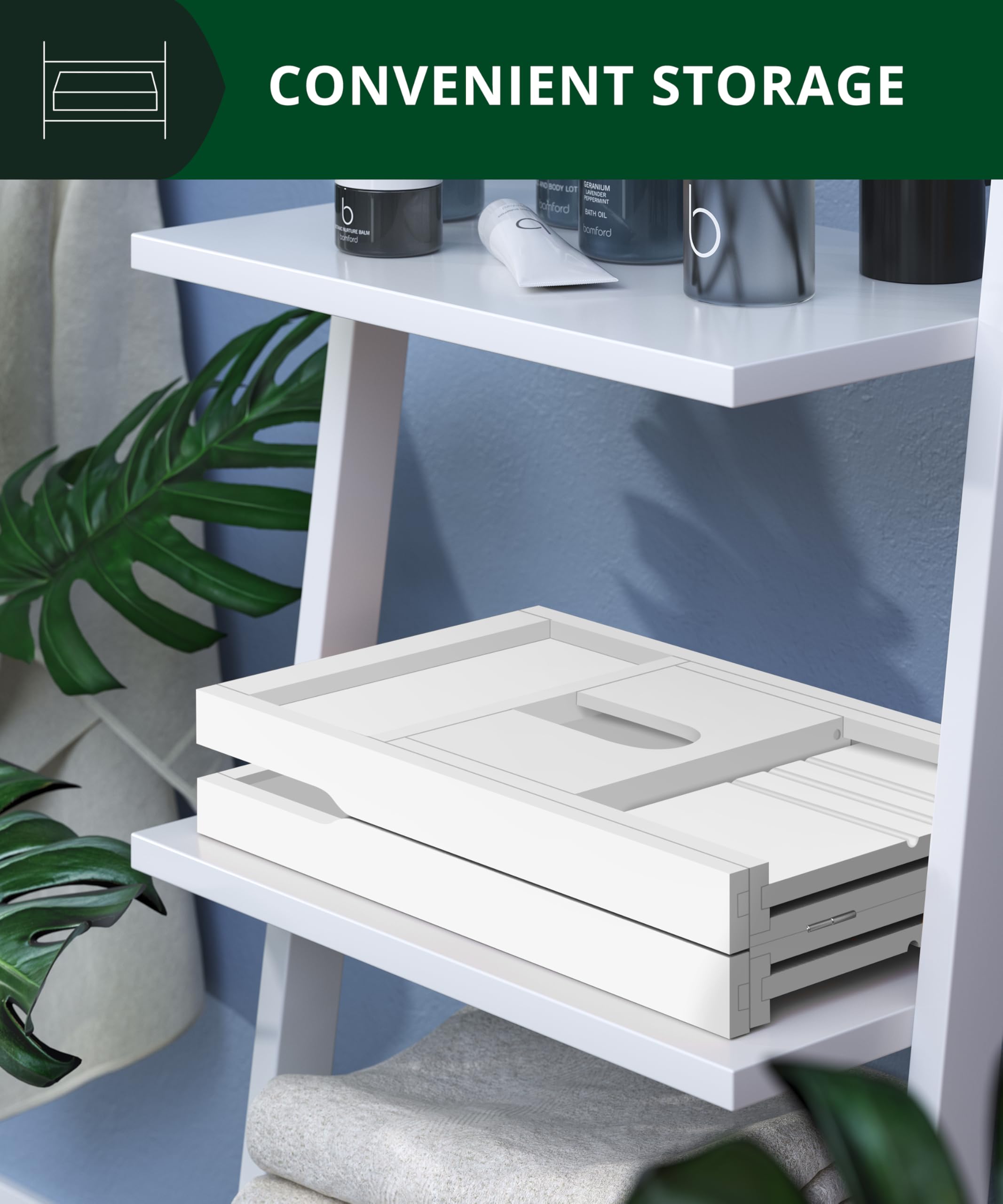 ROYAL CRAFT WOOD tray folded for storage, compact space-saving benefit