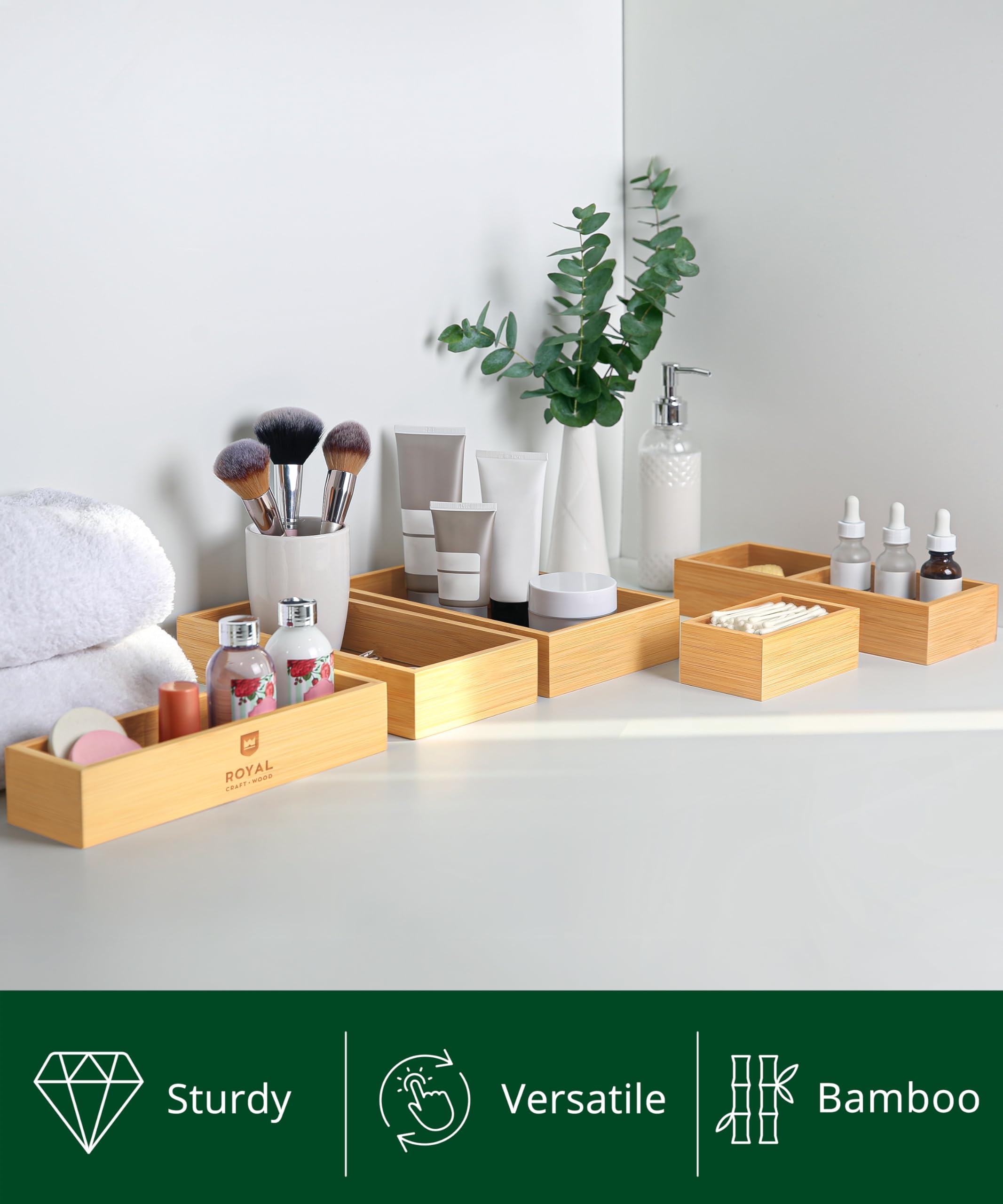 ROYAL CRAFT WOOD trays fitted in a kitchen drawer showing tidy utensil arrangement