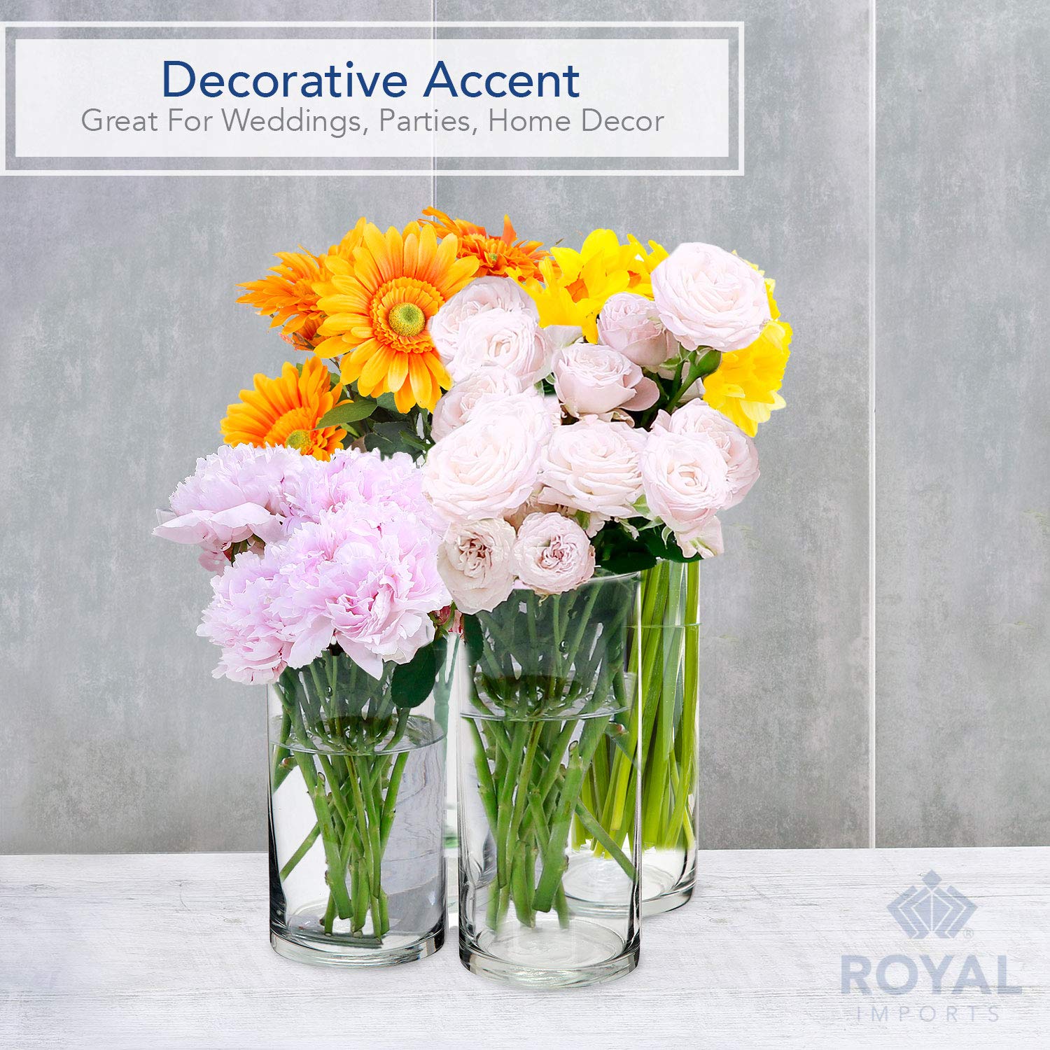 Royal Imports vase holding a pillar and floating candles for safe ambiance