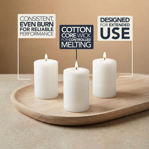 Royal Imports votive candles arranged on event table creating elegant mood lighting