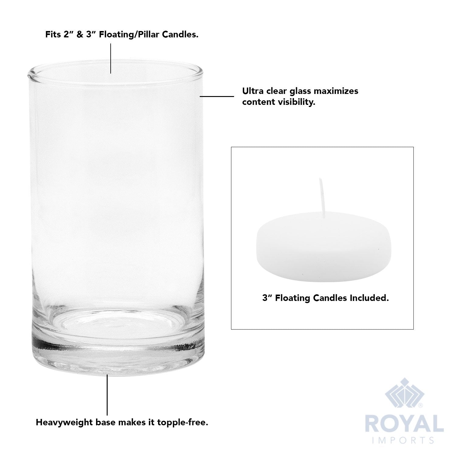 Royal Imports floating candle in vase with water, instant centerpiece effect