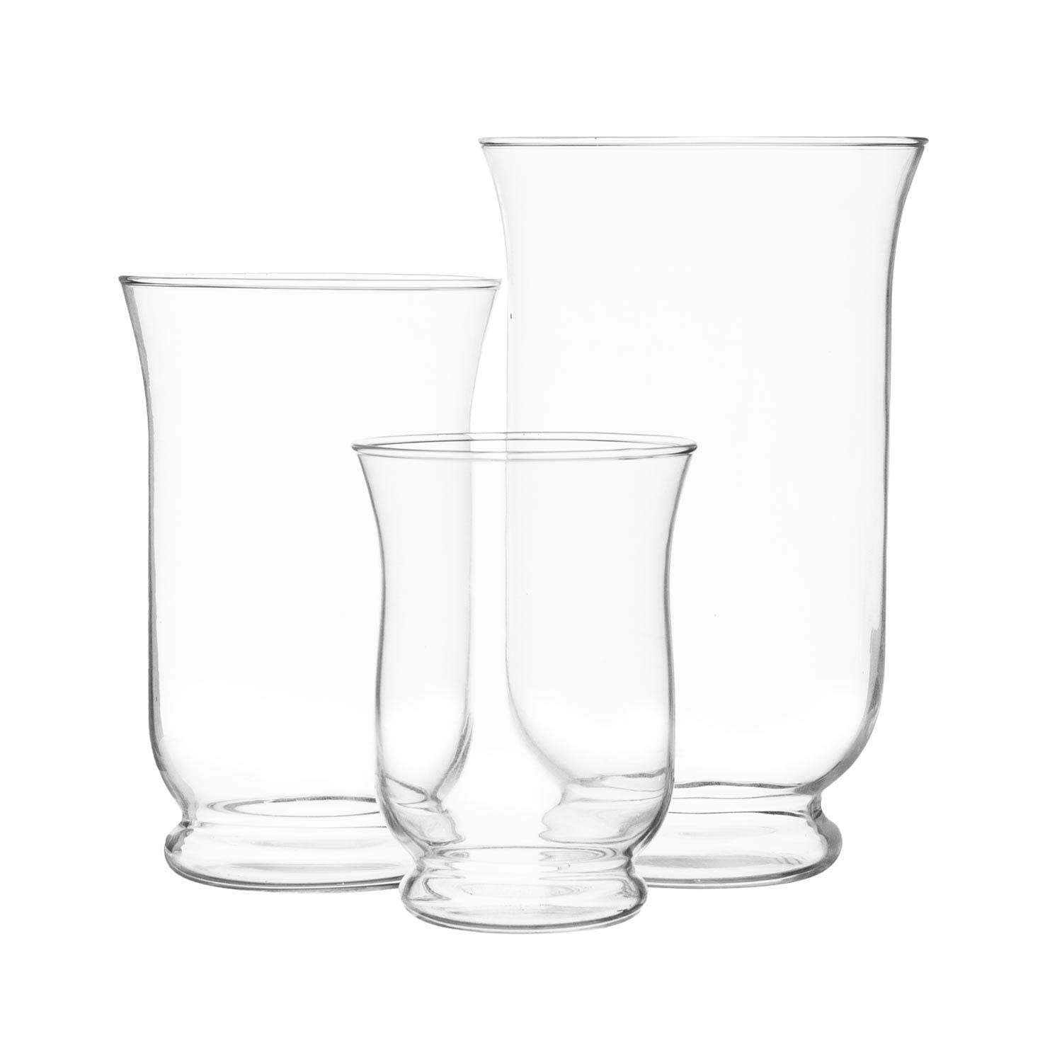 royal imports front packaging showing three clear hurricane holders, elegant presentation