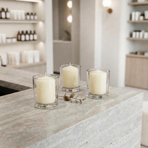 Royal Imports lit votive in glass holder creating warm, steady event lighting