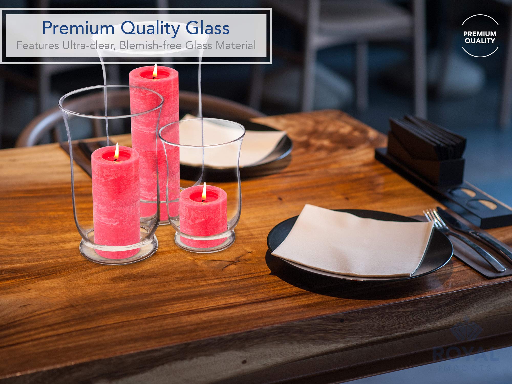 royal imports close-up of large holder glass clarity and smooth rim, premium finish