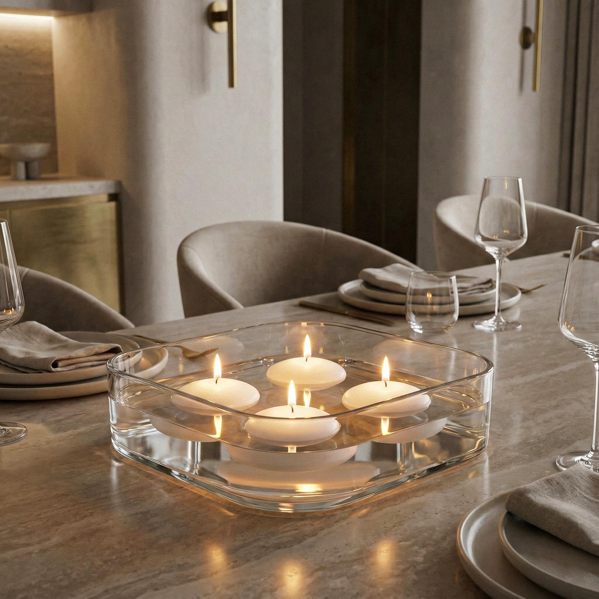 Royal Imports candles floating in pool delivering steady ambient lighting outdoors
