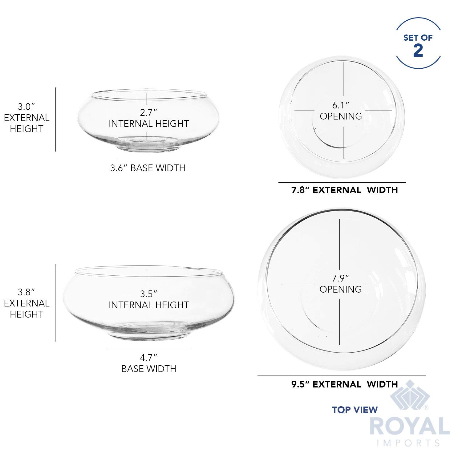 Royal Imports vases held in hand to show size and easy styling scale