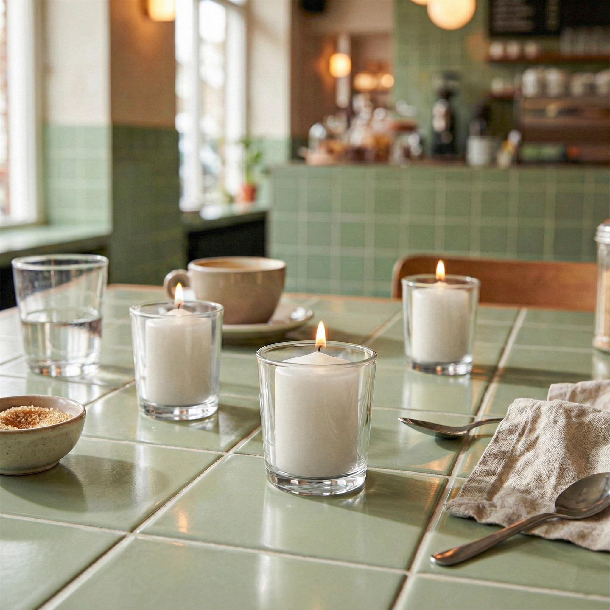 Royal Imports votive next to glass holder illustrating standard size compatibility