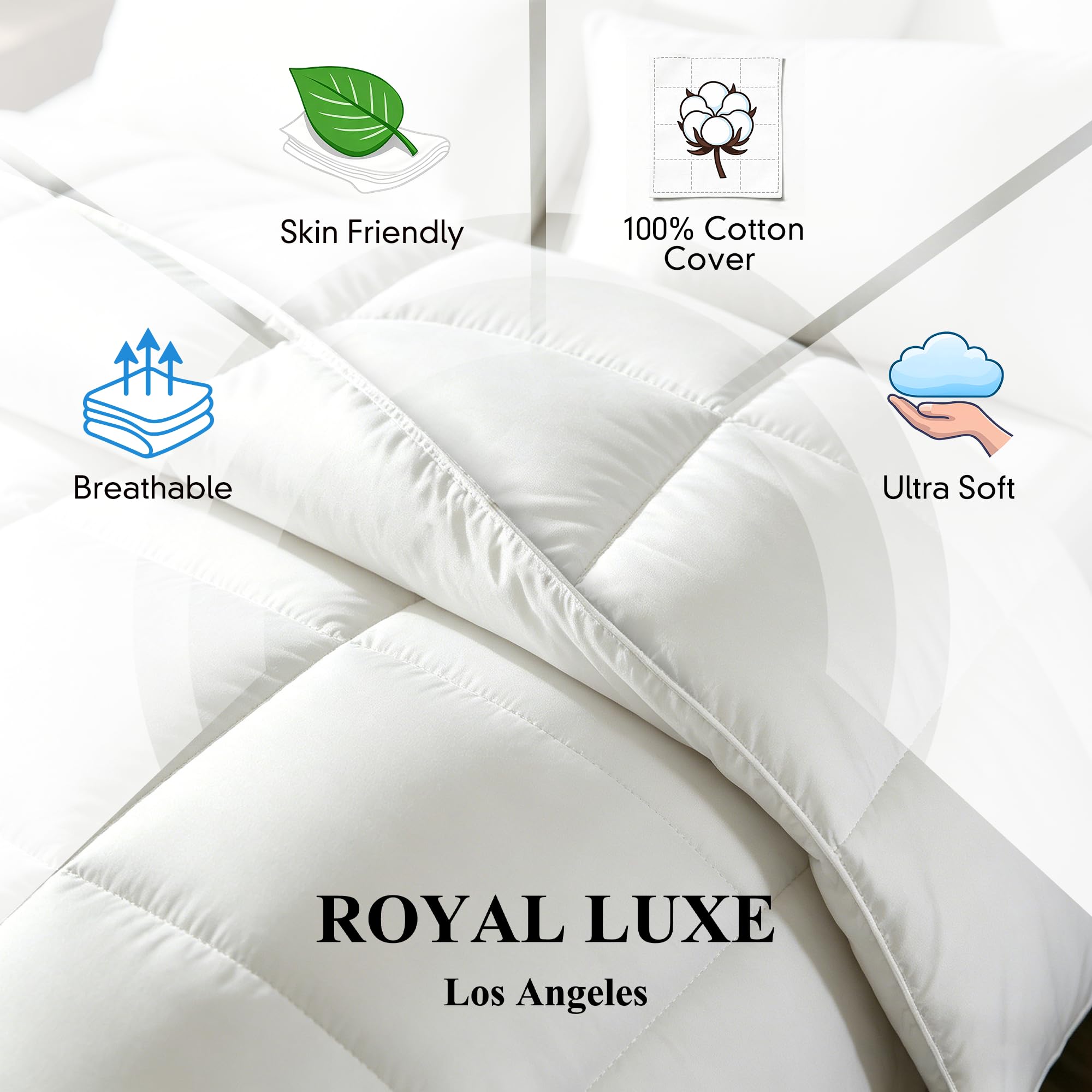 Royal Luxe detail of feather and down fill showing lofty insulation and comfort