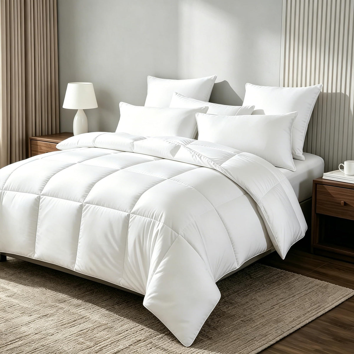 Royal Luxe front view of comforter packaging showing queen size and premium finish