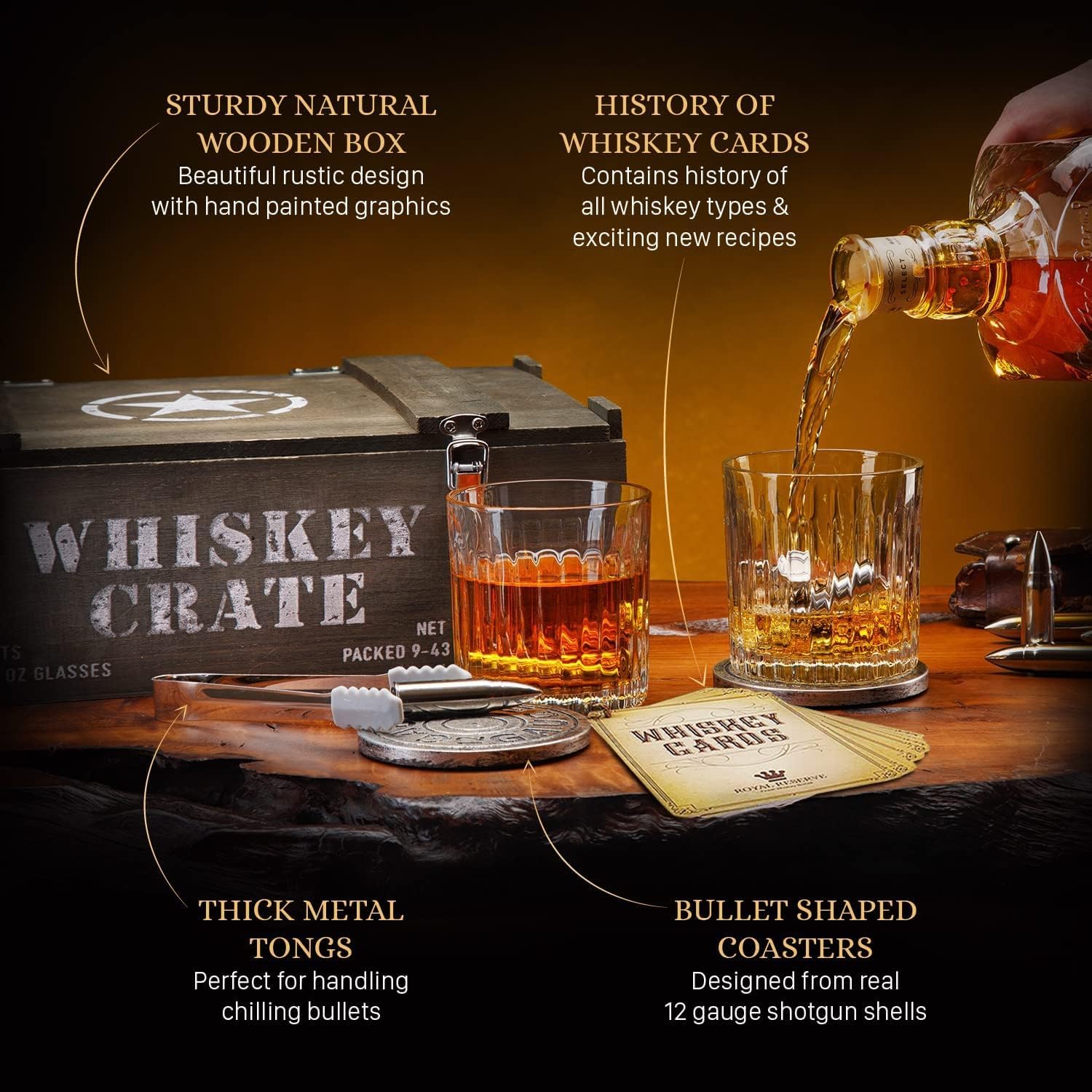 Royal Reserve glassware detail showcasing heavy base and clarity for better pours