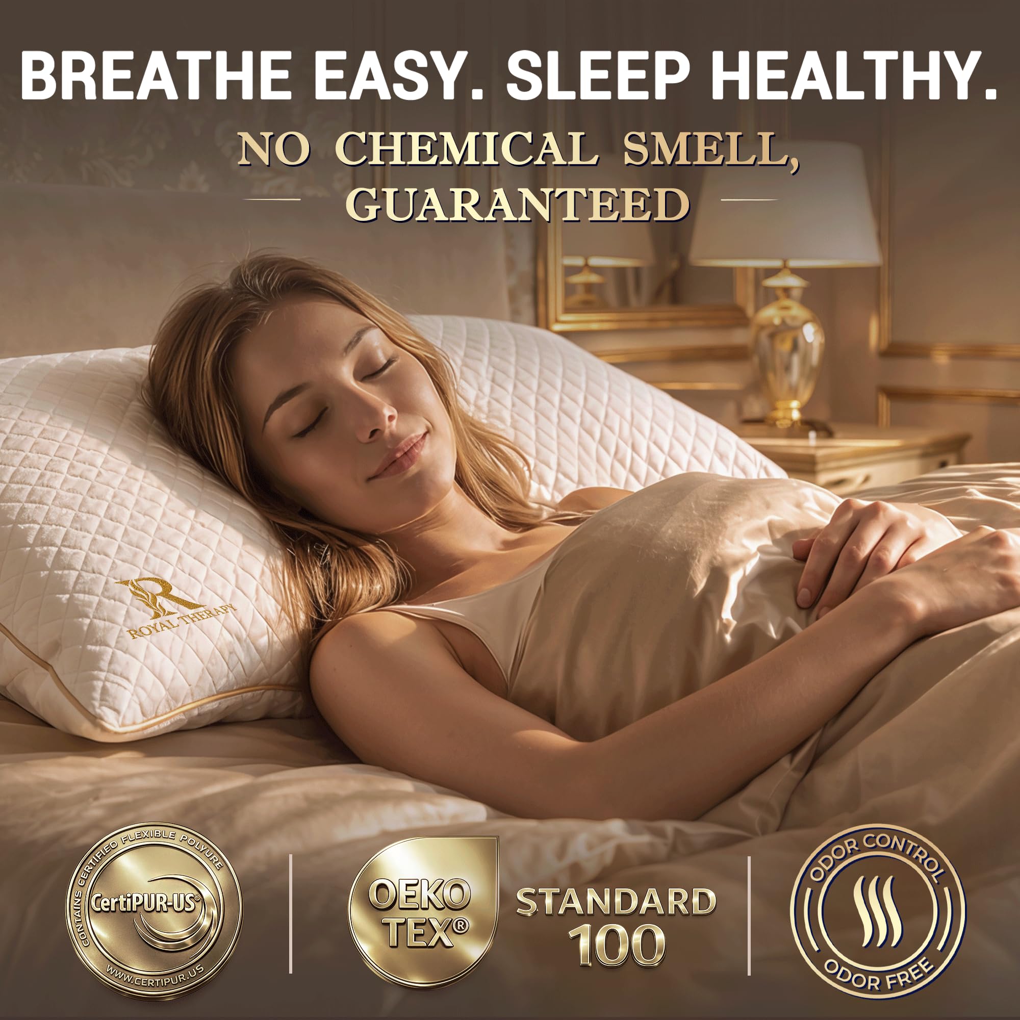 Royal Therapy bedside setup demonstrating use for restful, supported sleep