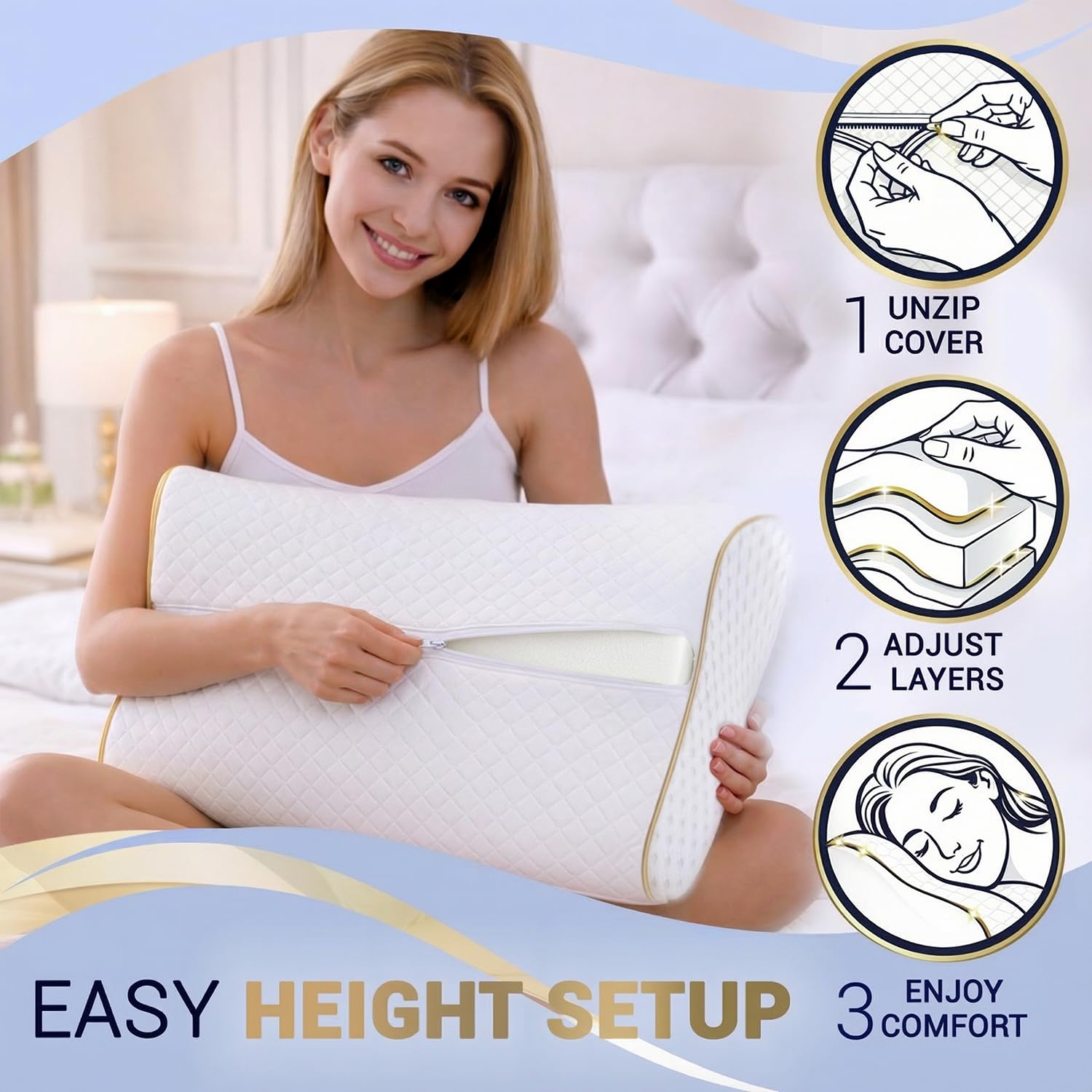 Royal Therapy shown supporting a side sleeper to improve neck alignment